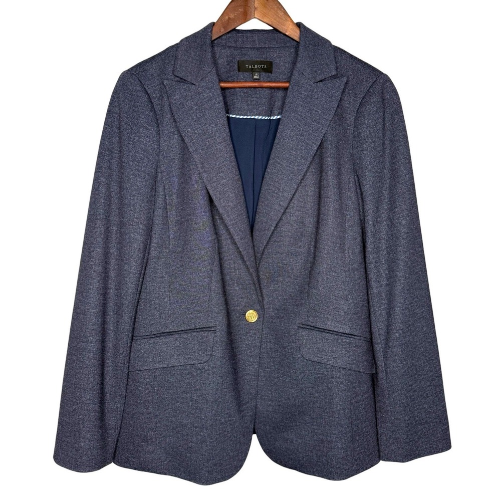 NWOT Talbots Blazer 12 Blue Gold Button Lined Jacket Career Professional